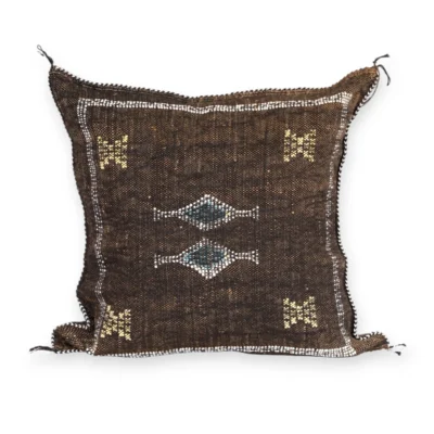 Midnight Brown Moroccan Sabra Silk Pillow Cover – Tazenakht Desert Diamond | 18×18 in
