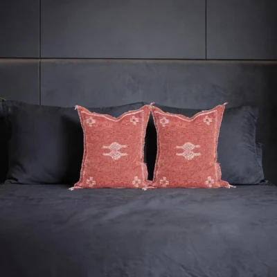 Terracotta Moroccan Sabra Silk Pillow Cover 18×16 | Handwoven