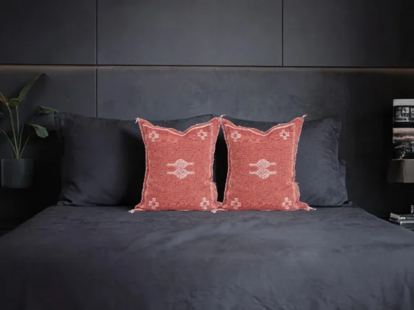 Terracotta Moroccan Sabra Silk Pillow Cover 18×16 | Handwoven