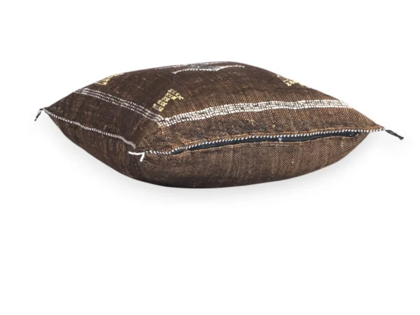 Midnight Brown Moroccan Sabra Silk Pillow Cover – Tazenakht Desert Diamond | 18×18 in