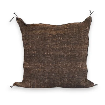 Midnight Brown Moroccan Sabra Silk Pillow Cover – Tazenakht Desert Diamond | 18×18 in