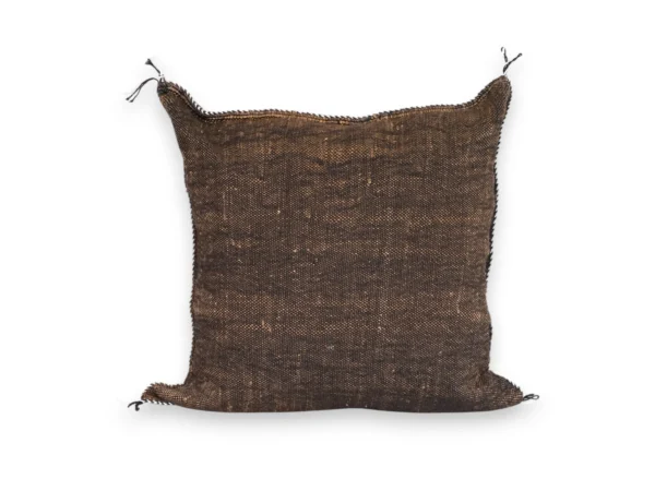 Midnight Brown Moroccan Sabra Silk Pillow Cover – Tazenakht Desert Diamond | 18×18 in