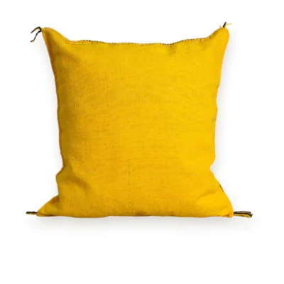 Saffron Yellow Moroccan Sabra Silk Pillow Cover – Tazenakht Sun Medallion | 18×18 in