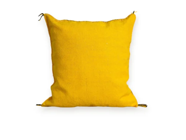 Saffron Yellow Moroccan Sabra Silk Pillow Cover – Tazenakht Sun Medallion | 18×18 in