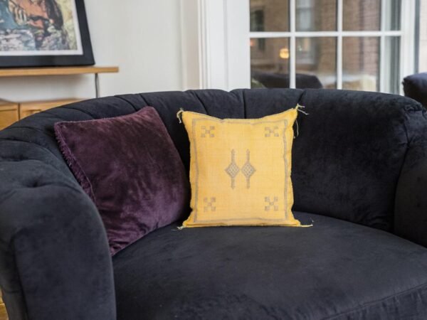 Yellow Moroccan Sabra Silk Pillow Cover 17×17 | Handwoven