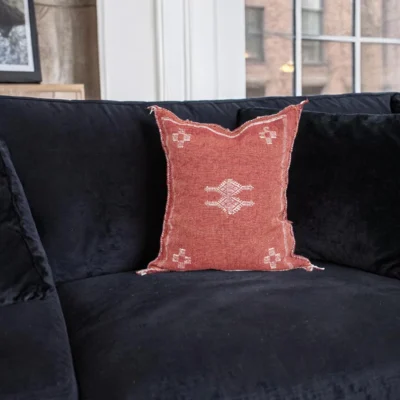 Terracotta Moroccan Sabra Silk Pillow Cover 18×16 | Handwoven