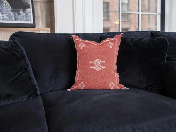 Terracotta Moroccan Sabra Silk Pillow Cover 18×16 | Handwoven