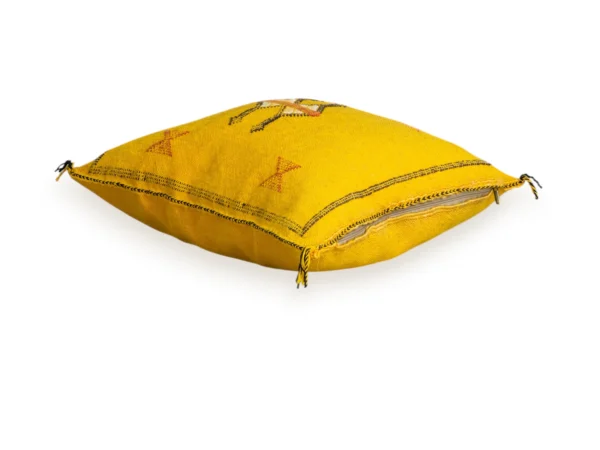 Saffron Yellow Moroccan Sabra Silk Pillow Cover – Tazenakht Sun Medallion | 18×18 in