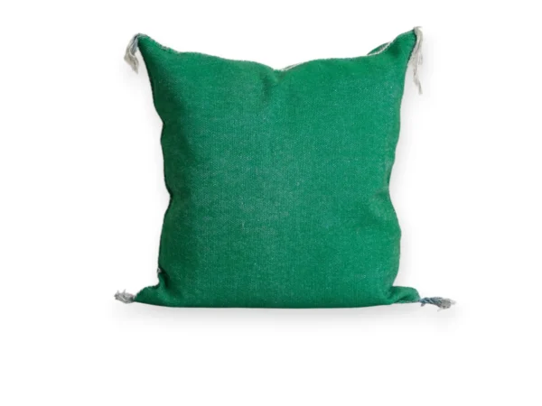 Emerald Green Moroccan Sabra Silk Pillow Cover – Tazenakht Sun Medallion | 20×20 | Handwoven