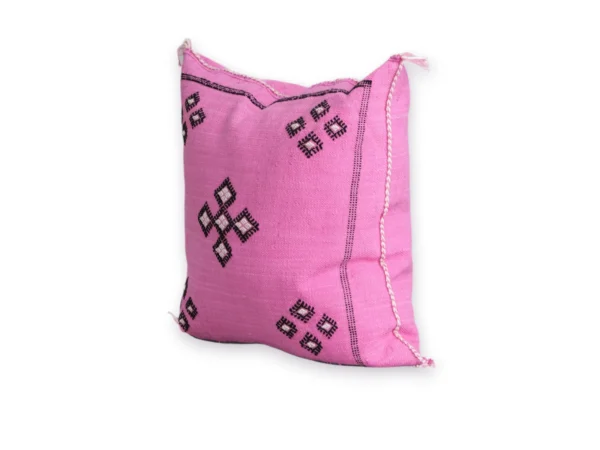 Pink Moroccan Sabra Silk Pillow Cover – Bubblegum | 18×18 | Handwoven