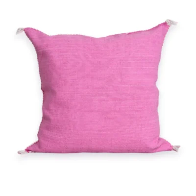 Pink Moroccan Sabra Silk Pillow Cover – Bubblegum | 18×18 | Handwoven