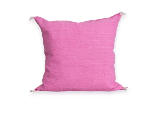 Pink Moroccan Sabra Silk Pillow Cover – Bubblegum | 18×18 | Handwoven