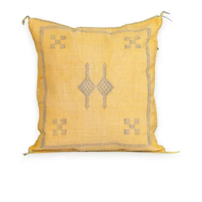 Yellow Moroccan Sabra Silk Pillow Cover 17×17 | Handwoven