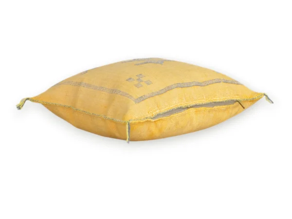 Yellow Moroccan Sabra Silk Pillow Cover 17×17 | Handwoven