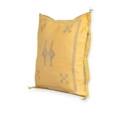 Yellow Moroccan Sabra Silk Pillow Cover 17×17 | Handwoven