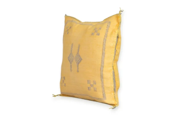 Yellow Moroccan Sabra Silk Pillow Cover 17×17 | Handwoven