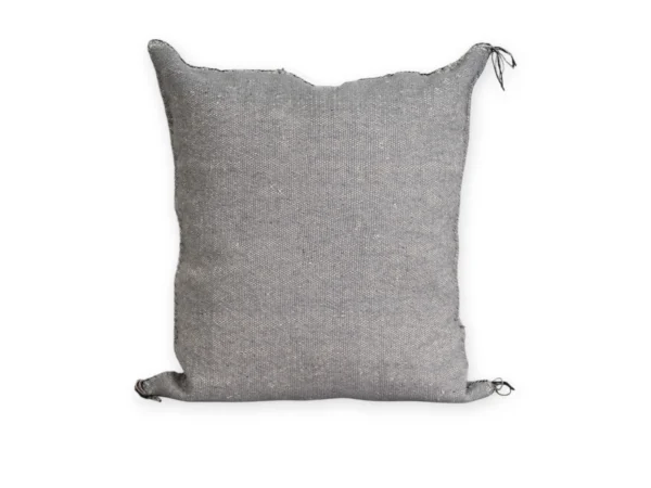Back view of grey handwoven Moroccan cactus silk pillow cover