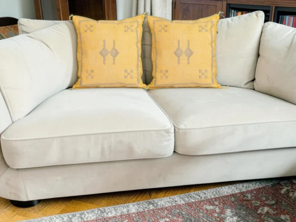 Yellow Moroccan Sabra Silk Pillow Cover 17×17 | Handwoven