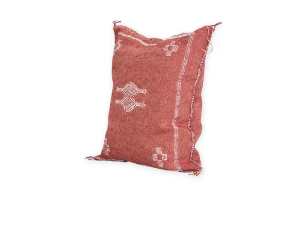Terracotta Moroccan Sabra Silk Pillow Cover 18×16 | Handwoven