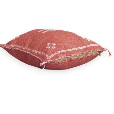 Terracotta Moroccan Sabra Silk Pillow Cover 18×16 | Handwoven
