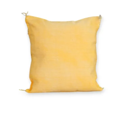 Yellow Moroccan Sabra Silk Pillow Cover 17×17 | Handwoven