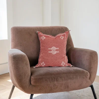 Terracotta Moroccan Sabra Silk Pillow Cover 18×16 | Handwoven