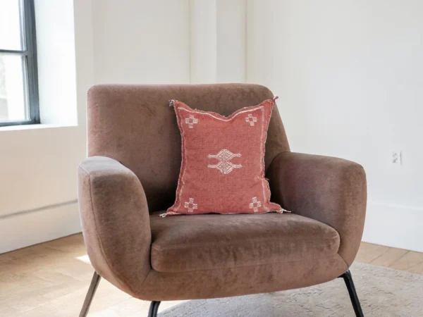 Terracotta Moroccan Sabra Silk Pillow Cover 18×16 | Handwoven