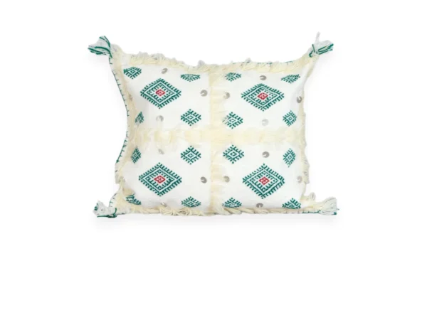 Emerald Diamond Moroccan Berber Wool Pillow – Khenifra Bridal | 12×12 in