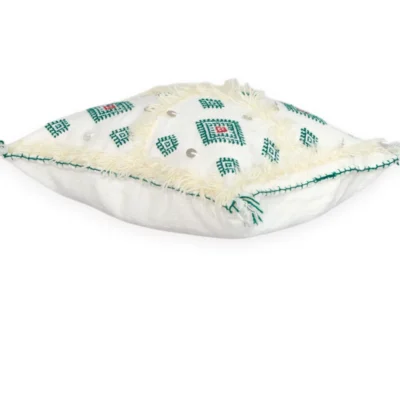 Emerald Diamond Moroccan Berber Wool Pillow – Khenifra Bridal | 12×12 in