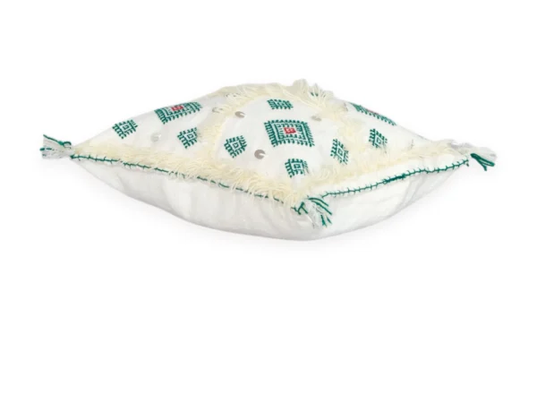 Emerald Diamond Moroccan Berber Wool Pillow – Khenifra Bridal | 12×12 in