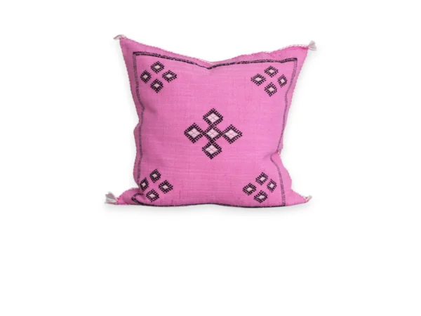 Pink Moroccan Sabra Silk Pillow Cover – Bubblegum | 18×18 | Handwoven