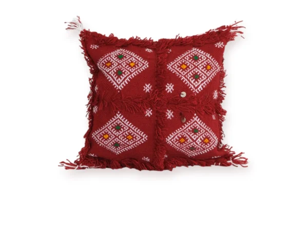 Handmade Moroccan Atlas wool pillow four-diamond Berber bridal 12x12 in front