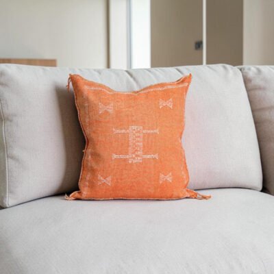 Handmade Moroccan Cactus Silk Pillow Cover- Terracotta