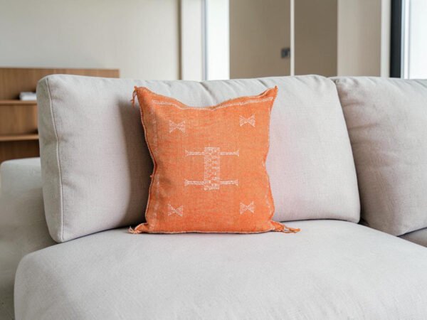 Handmade Moroccan Cactus Silk Pillow Cover- Terracotta