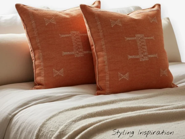 Handmade Moroccan Cactus Silk Pillow Cover- Terracotta