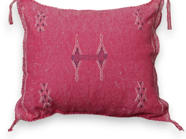 Blush Sabra Silk Lumbar Pillow — Amazigh Tribal Motifs