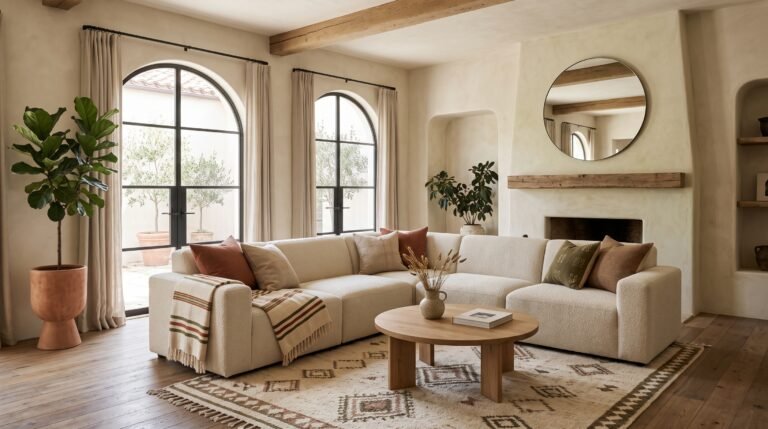 Moroccan-inspired interior styled for Warm Minimalist Living Room: Add Soul Without Adding Clutter